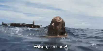 Wilson floating away into the sea, a silent goodbye.