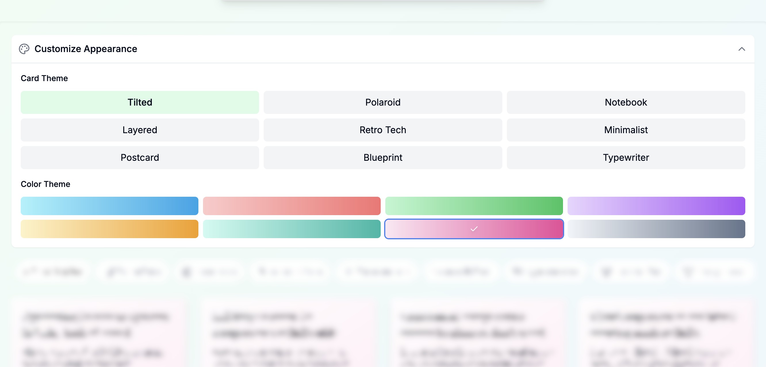Redesigned theme selection UI